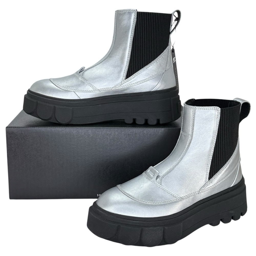 Sorel Caribou X Silver Leather Waterproof Womens Chelsea Boots Size 8M - Picture 13 of 14